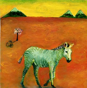 جرين زيبرا وشجرة الكرز ، 2005 (زيت على ورق)